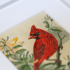 Set of 4 Vintage Cash’s Woven Silk Bird Pictures - The Quiet Edit