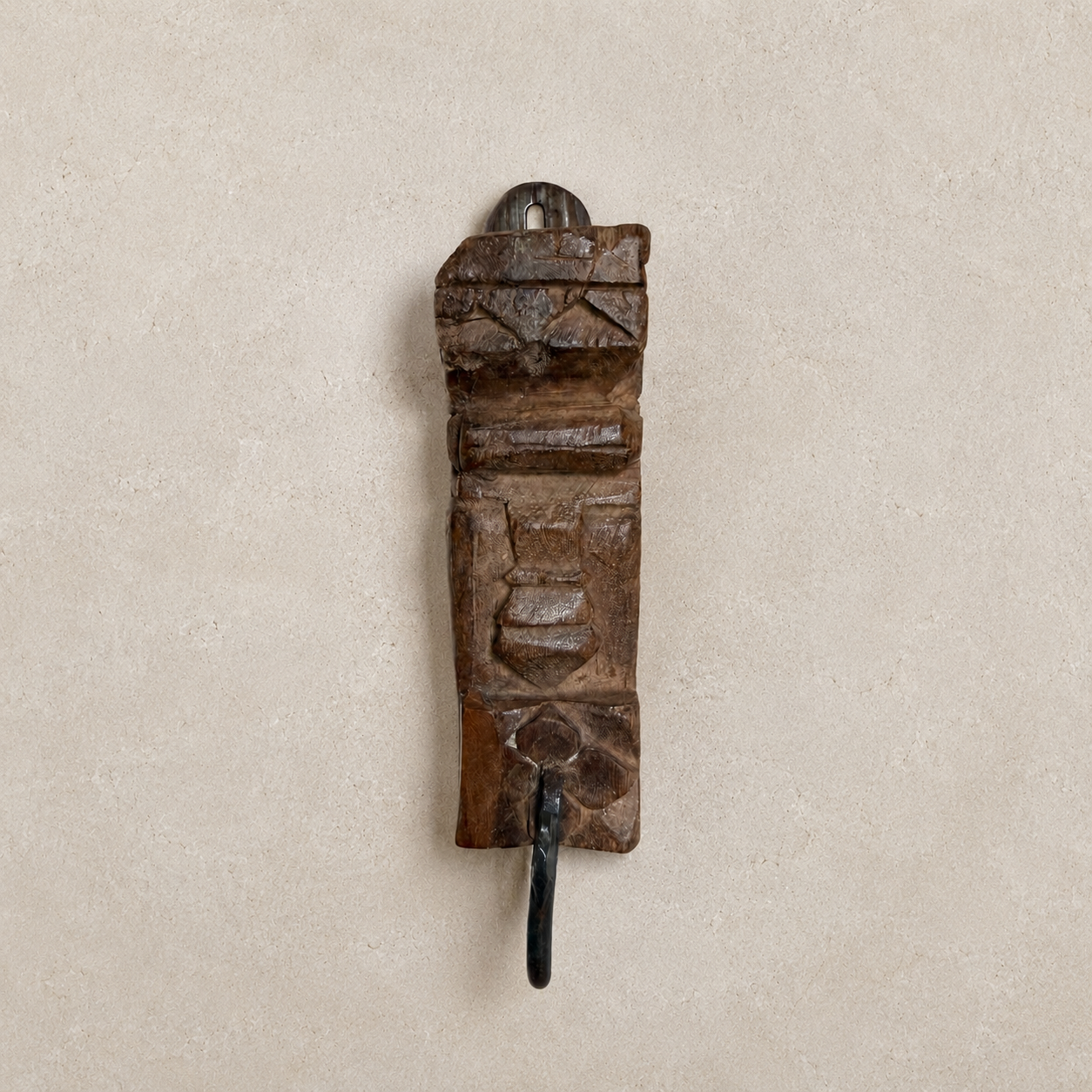 Hand-Carved Wooden Hooks (Set of 2)